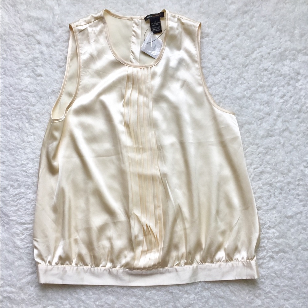 BCBG Maxazria Pleated Blouse Cream Size M